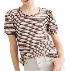 Madewell Acacia White and Red Striped Shirt Sleeve Puff-Sleeve Top ~ XS